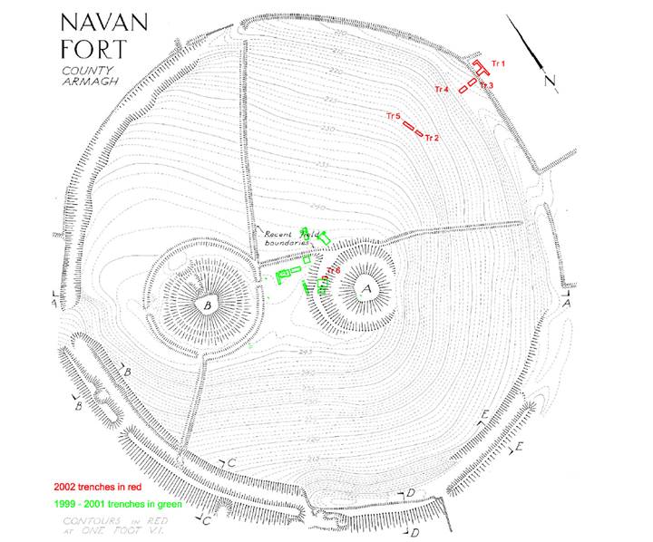 Figure-of eight structures under Site B at Navan and at Knockaulin, Kildare.
